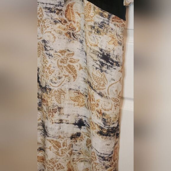 Unbranded L Black Beige Cotton Shrtslv Floral Pattern Bohamian Women Midi Dress - Picture 6 of 9